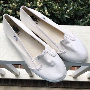 Vans Ballerina Slip-on Shoes White Unisex- Men 7 - Women 8.5